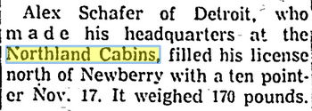 Northland Cabins - November 1961 Mention (newer photo)